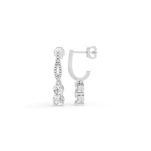 1.75 CTW 14K White Gold Diamond Dangled Hoop Earrings